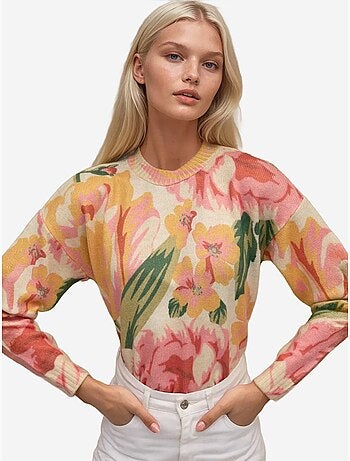 Pull ras du cou en tricot jacquard