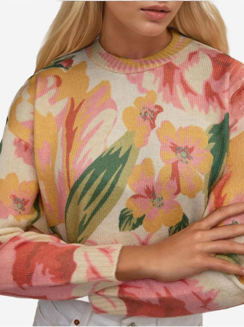 Pull ras du cou en tricot jacquard Multicolore - Kiabi