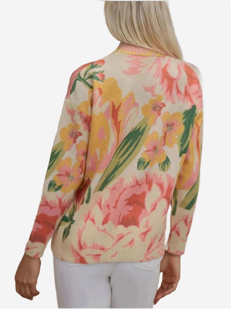 Pull ras du cou en tricot jacquard Multicolore - Kiabi