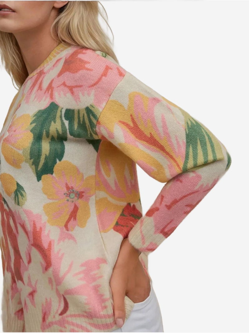 Pull ras du cou en tricot jacquard Multicolore - Kiabi