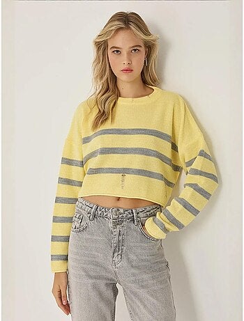 Pull ras du cou rayé