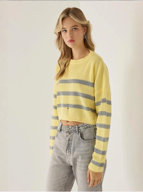 Pull ras du cou rayé - Kiabi