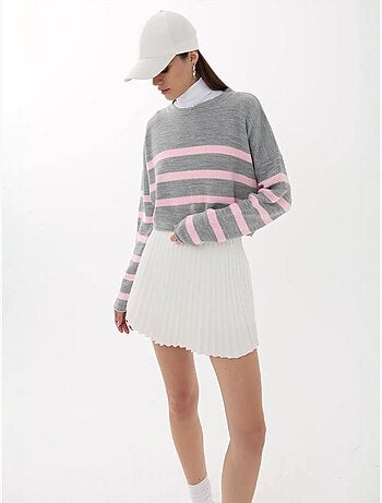 Pull ras du cou rayé