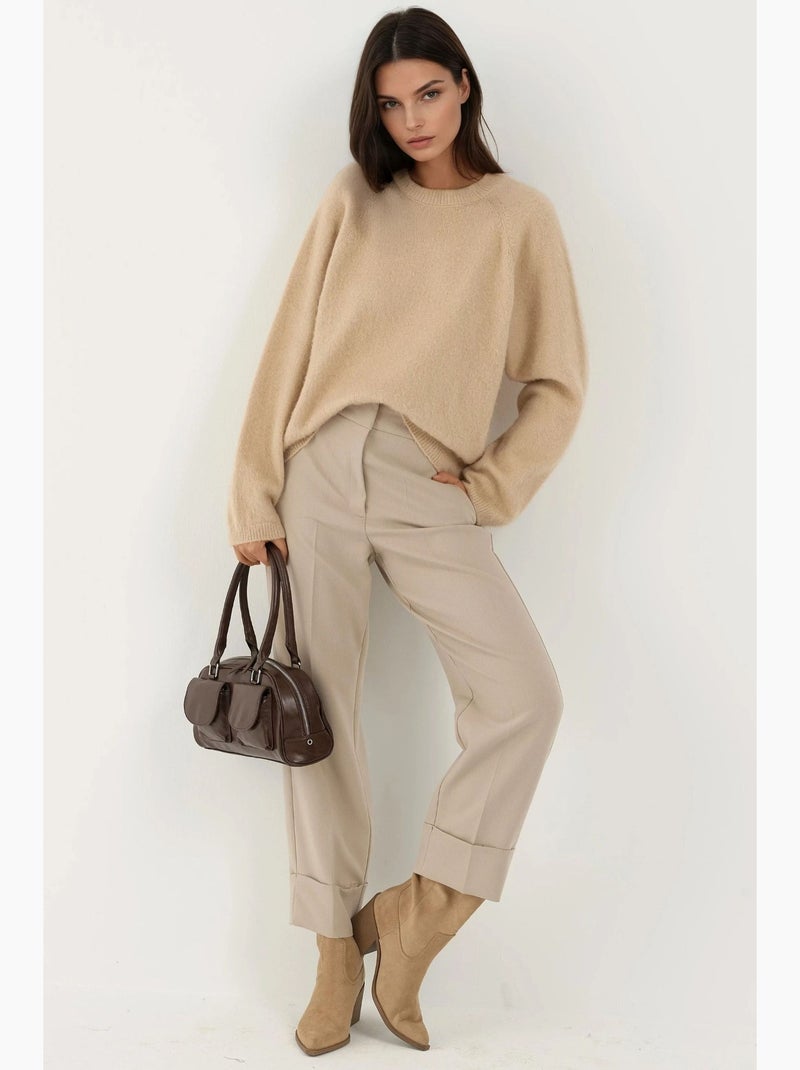 Pull ras du cou texturé épais hiccup Beige - Kiabi