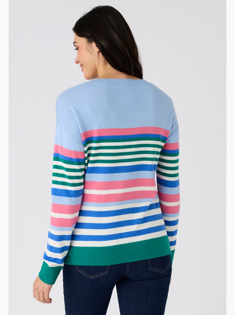 Pull rayé - Damart Bleu - Kiabi