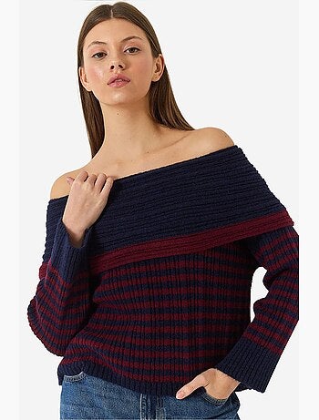 Pull rayé à col bénitier lucci