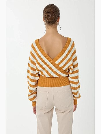 Pull rayé à col croisé hiccup