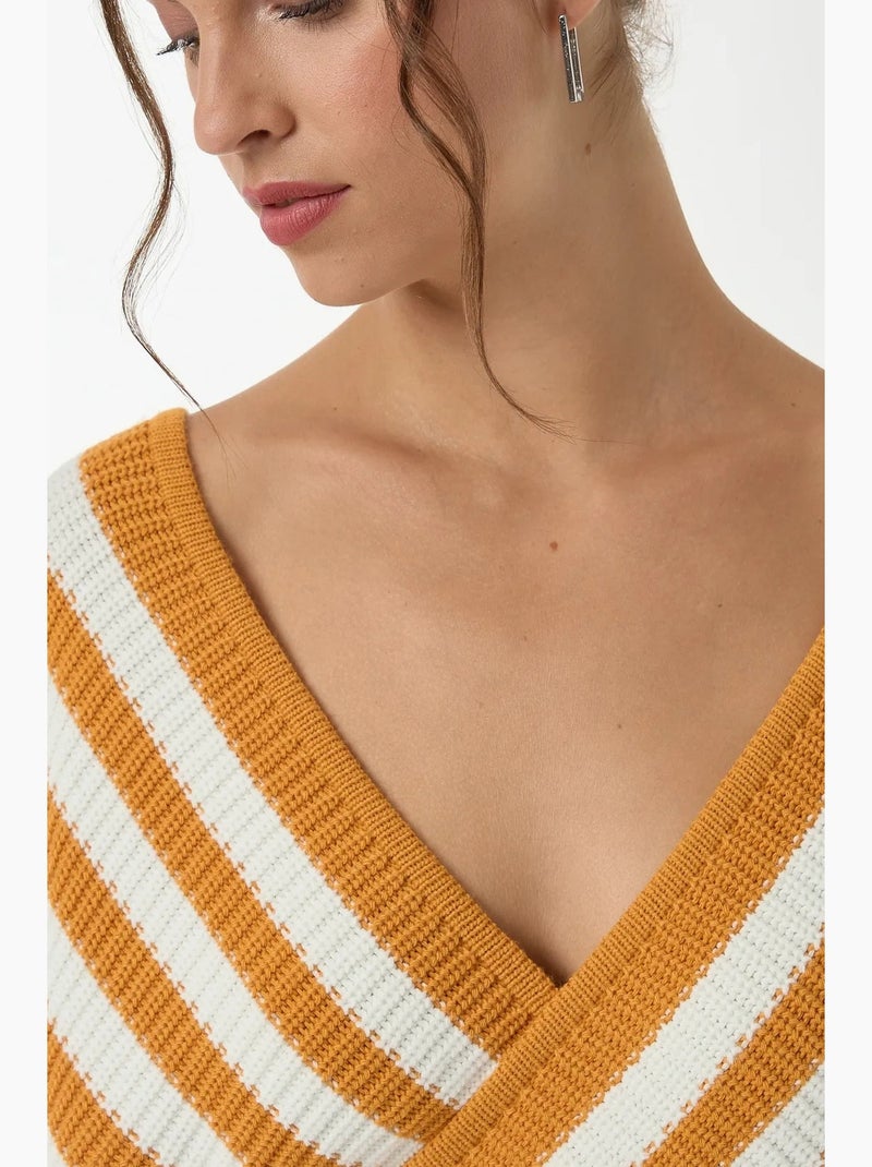 Pull rayé à col croisé hiccup Jaune - Kiabi