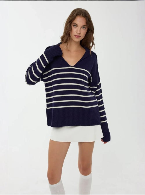 Pull rayé à col en V - Kiabi Pull rayé à col en V - Kiabi