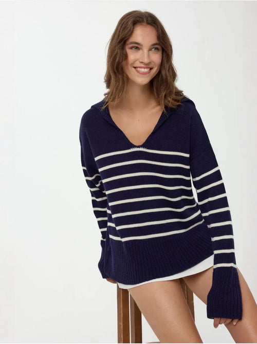 Pull rayé à col en V - Kiabi Pull rayé à col en V - Kiabi