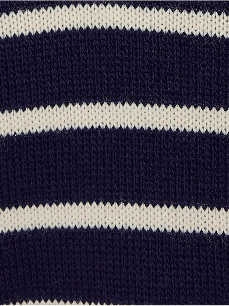 Pull rayé à col en V Bleu foncé - Kiabi