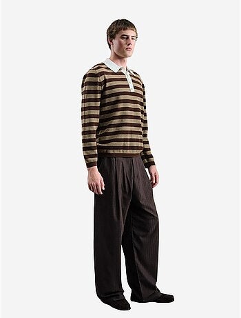 Pull rayé à col polo en maille avec fermeture boutonnée giesto