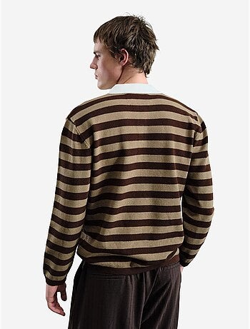 Pull rayé à col polo en maille avec fermeture boutonnée giesto