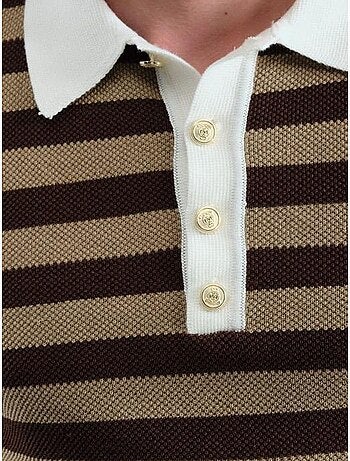 Pull rayé à col polo en maille avec fermeture boutonnée giesto