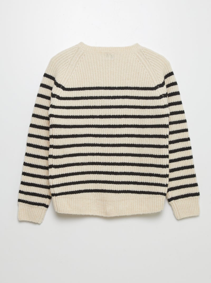 Pull rayé à col rond - collection facile à enfiler Blanc - Kiabi