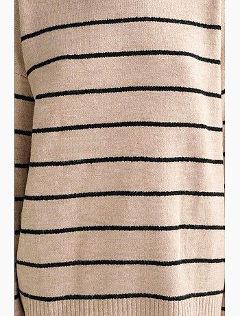 Pull rayé à col rond en maille décontractée mixray
