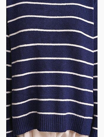Pull rayé à col rond en maille décontractée mixray