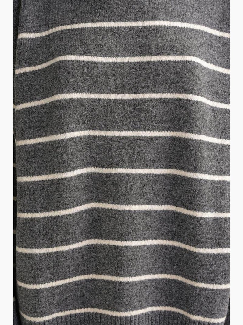 Pull rayé à col rond en maille décontractée mixray Gris foncé - Kiabi