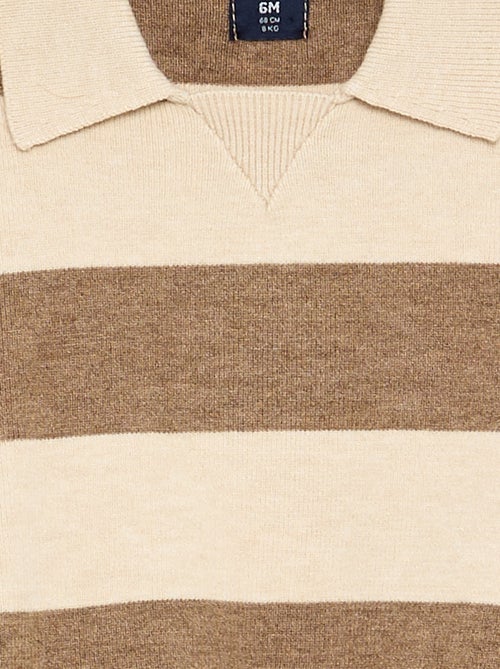 Pull rayé à manches longues et col polo - Kiabi