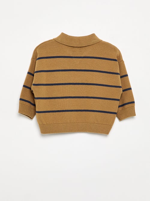 Pull rayé à manches longues et col polo - Kiabi