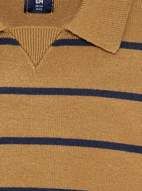 Pull rayé à manches longues et col polo - Kiabi