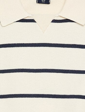Pull rayé à manches longues et col polo