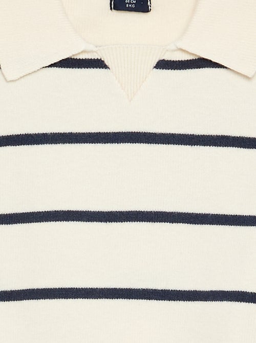 Pull rayé à manches longues et col polo - Kiabi