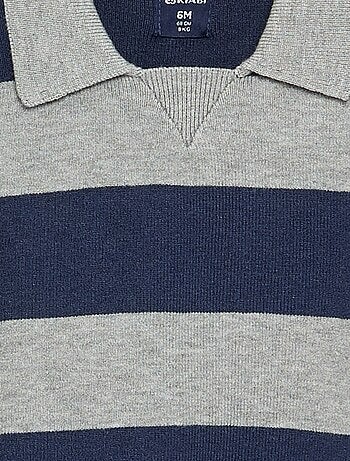 Pull rayé à manches longues et col polo
