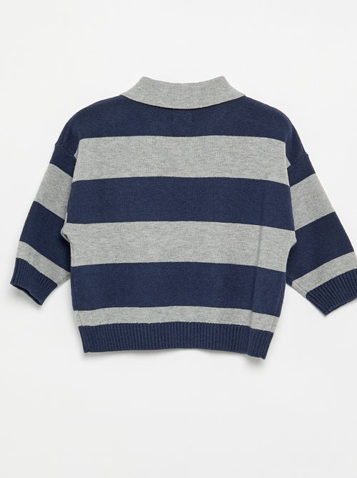 Pull rayé à manches longues et col polo - Kiabi