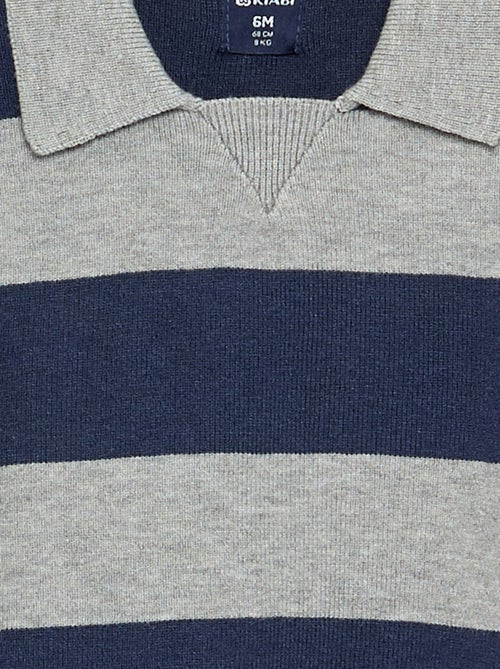 Pull rayé à manches longues et col polo - Kiabi