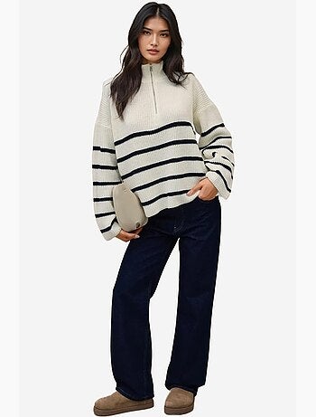 Pull rayé à manches longues et col zippé hiccup