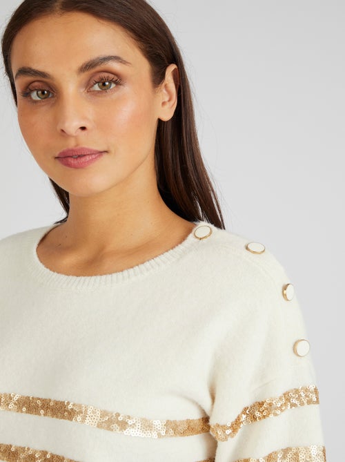 Pull rayé à sequins Thermolactyl - Damart - Kiabi