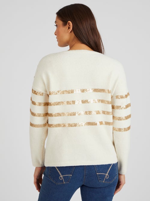 Pull rayé à sequins Thermolactyl - Damart - Kiabi