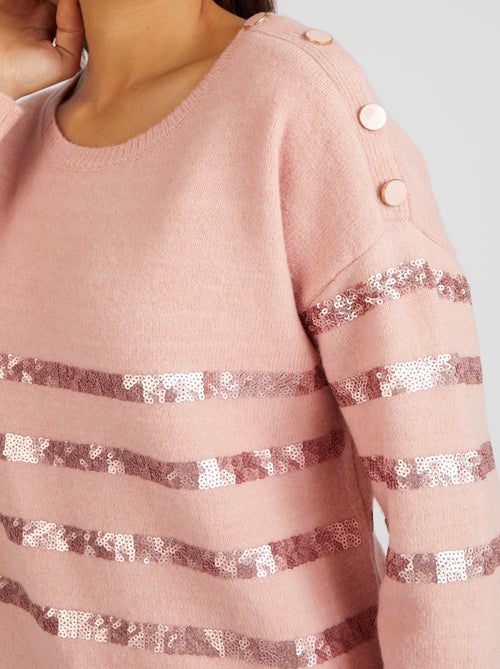 Pull rayé à sequins Thermolactyl - Damart - Kiabi