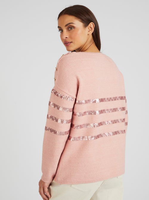 Pull rayé à sequins Thermolactyl - Damart - Kiabi