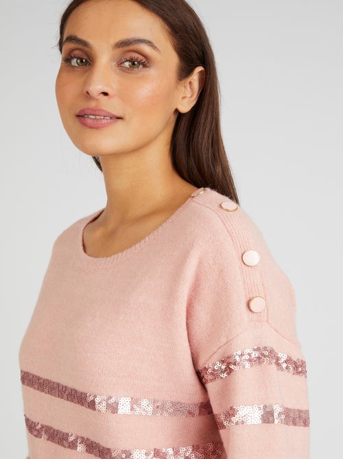 Pull rayé à sequins Thermolactyl - Damart - Kiabi