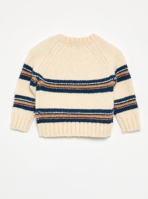 Pull rayé avec boutonnage à l'emmanchure - Kiabi Pull rayé avec boutonnage à l'emmanchure - Kiabi