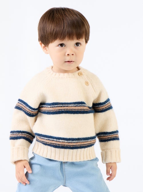 Pull rayé avec boutonnage à l'emmanchure - Kiabi Pull rayé avec boutonnage à l'emmanchure - Kiabi
