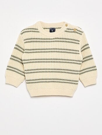 Pull rayé avec boutonnage épaule