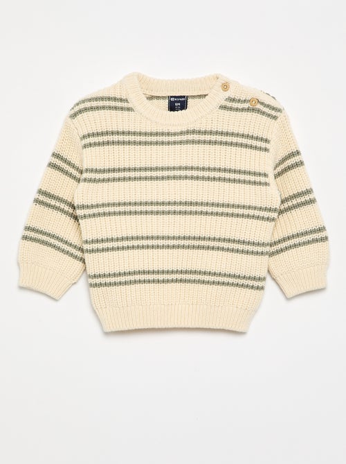 Pull rayé avec boutonnage épaule - Kiabi