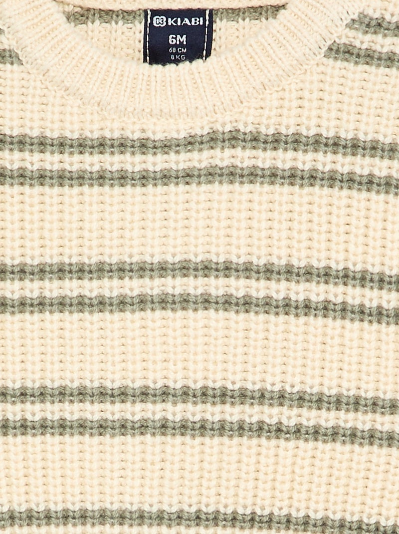 Pull rayé avec boutonnage épaule Blanc - Kiabi