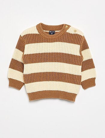 Pull rayé avec boutonnage épaule