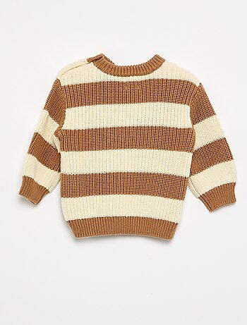 Pull rayé avec boutonnage épaule