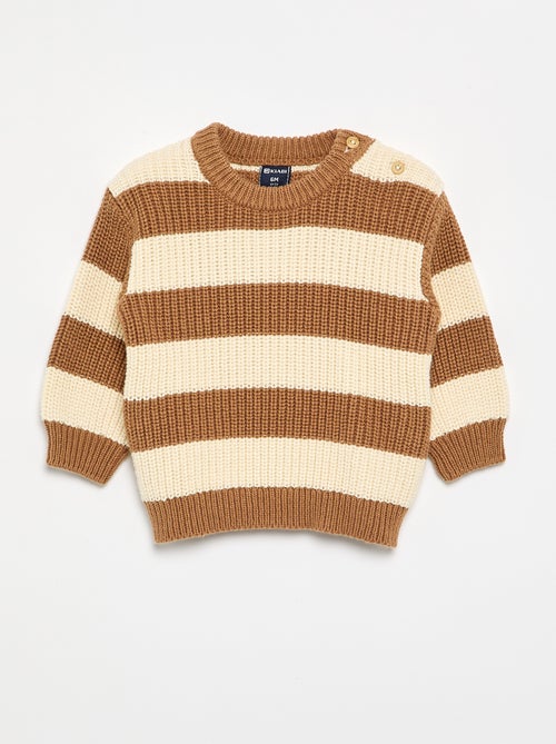 Pull rayé avec boutonnage épaule - Kiabi