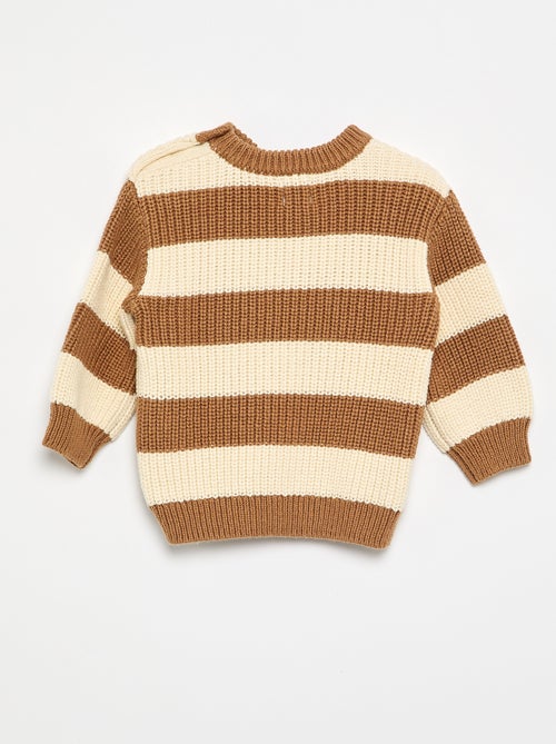 Pull rayé avec boutonnage épaule - Kiabi
