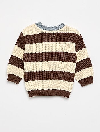 Pull rayé avec boutonnage épaule