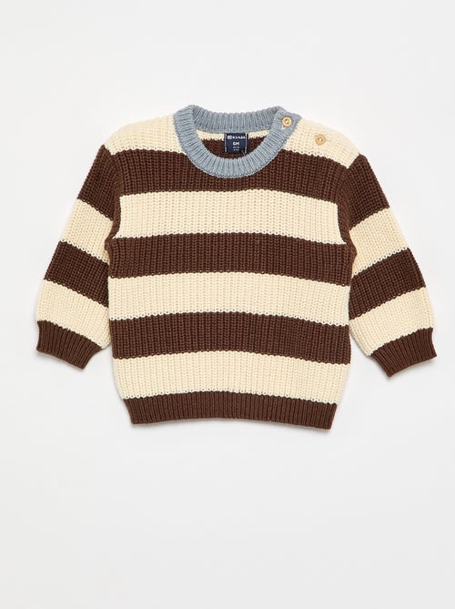 Pull rayé avec boutonnage épaule - Kiabi