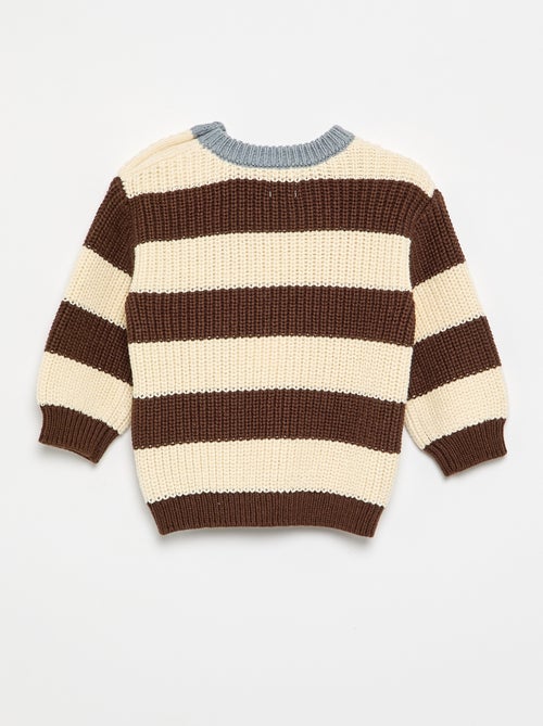 Pull rayé avec boutonnage épaule - Kiabi