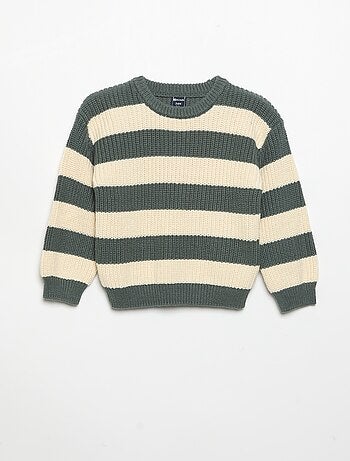 Pull rayé avec boutonnage épaule