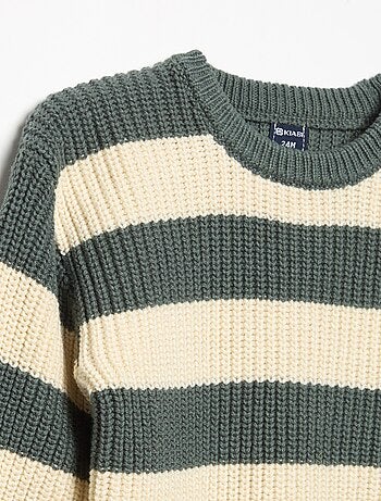 Pull rayé avec boutonnage épaule